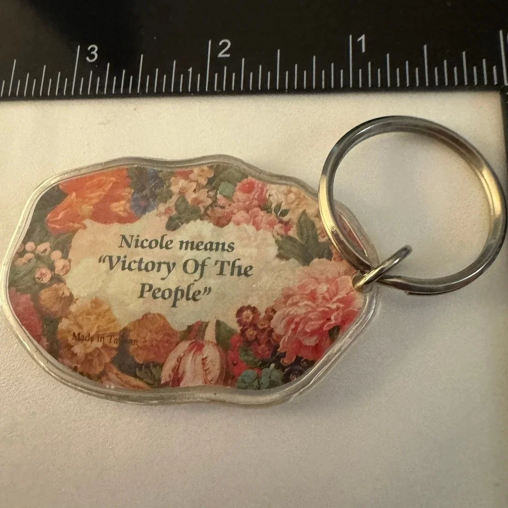 Nicole Name Keychain Floral Print Vintage Meaning Victory‎ Of The People